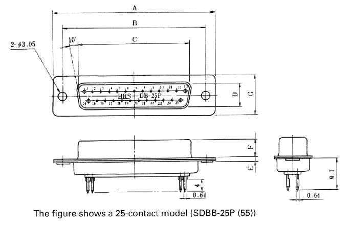 Hirose Electric Square shaped connectors SDDB-50P(55)  144pcs