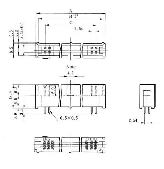 Dimension_HIF3F-_PA-2.54DSA.