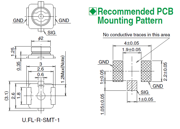 Dimension of U.FL-R-SMT-1.