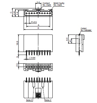 Dimensions of DF1EG-P-2.5DSA